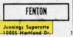 Runyan Lake Food Center (Sunoco Gas, Jennings Superette) - Apr 25 1962 Ad (newer photo)
